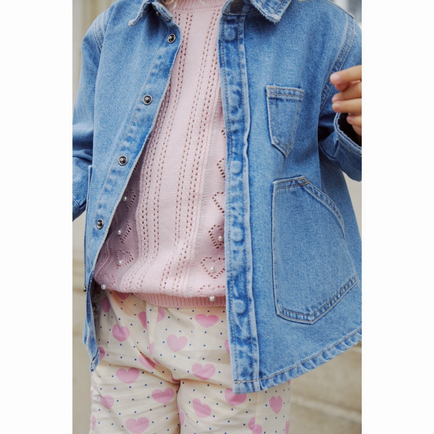 Organic Cotton COPENHAGEN COLORS Ballerina Comb. Knitted Pointelle T-shirt