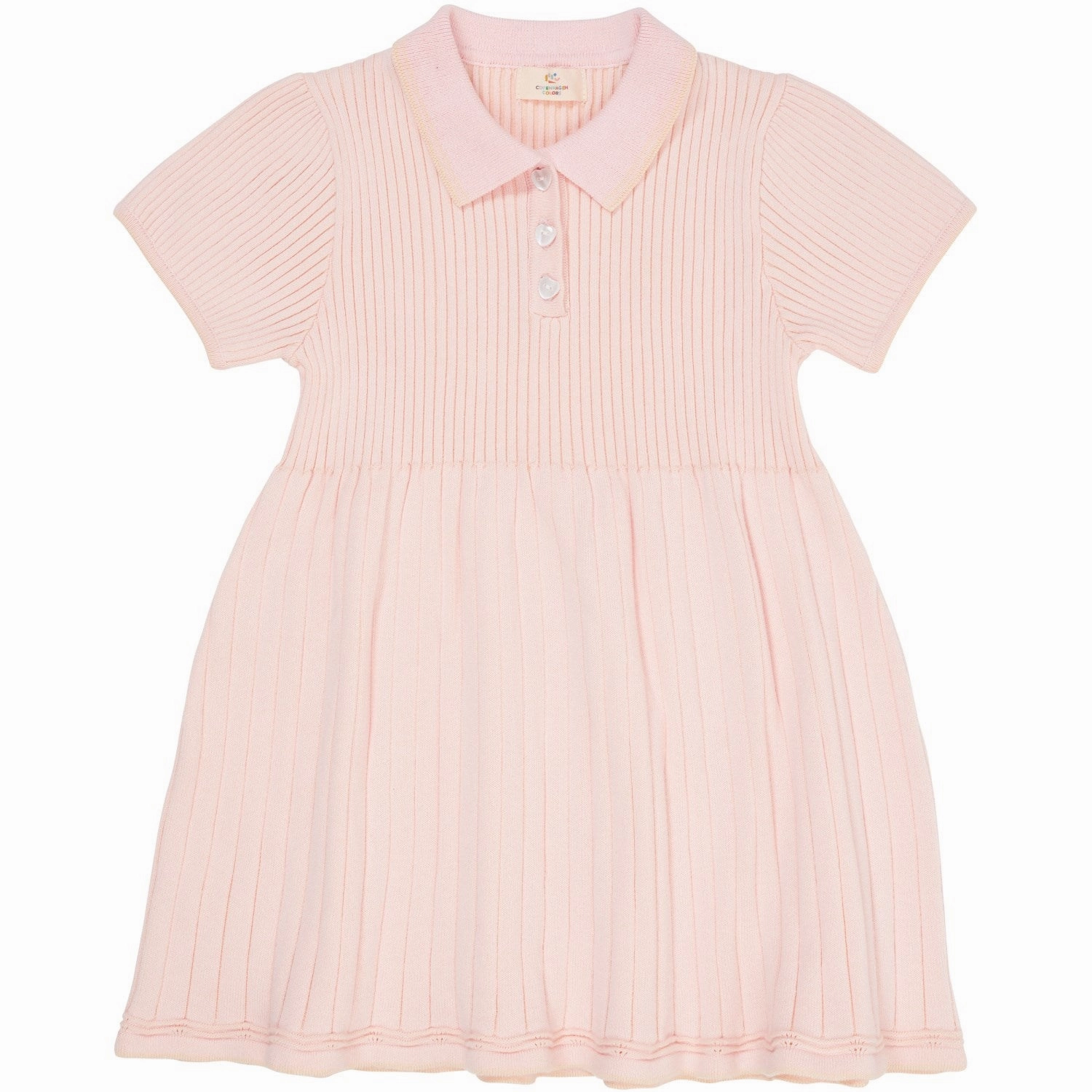 Vibrant patterned dress Light Soft COPENHAGEN COLORS Ballerina/Cream Comb. Rib Polo Knitted Dress