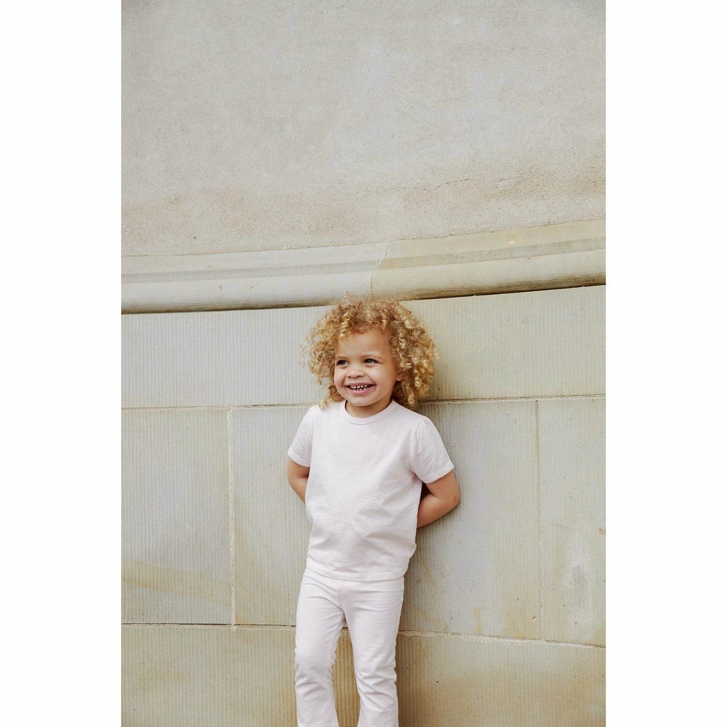 COPENHAGEN COLORS Ballerina/Cream Stripe Striped T-Shirt Temperature Control Fabric