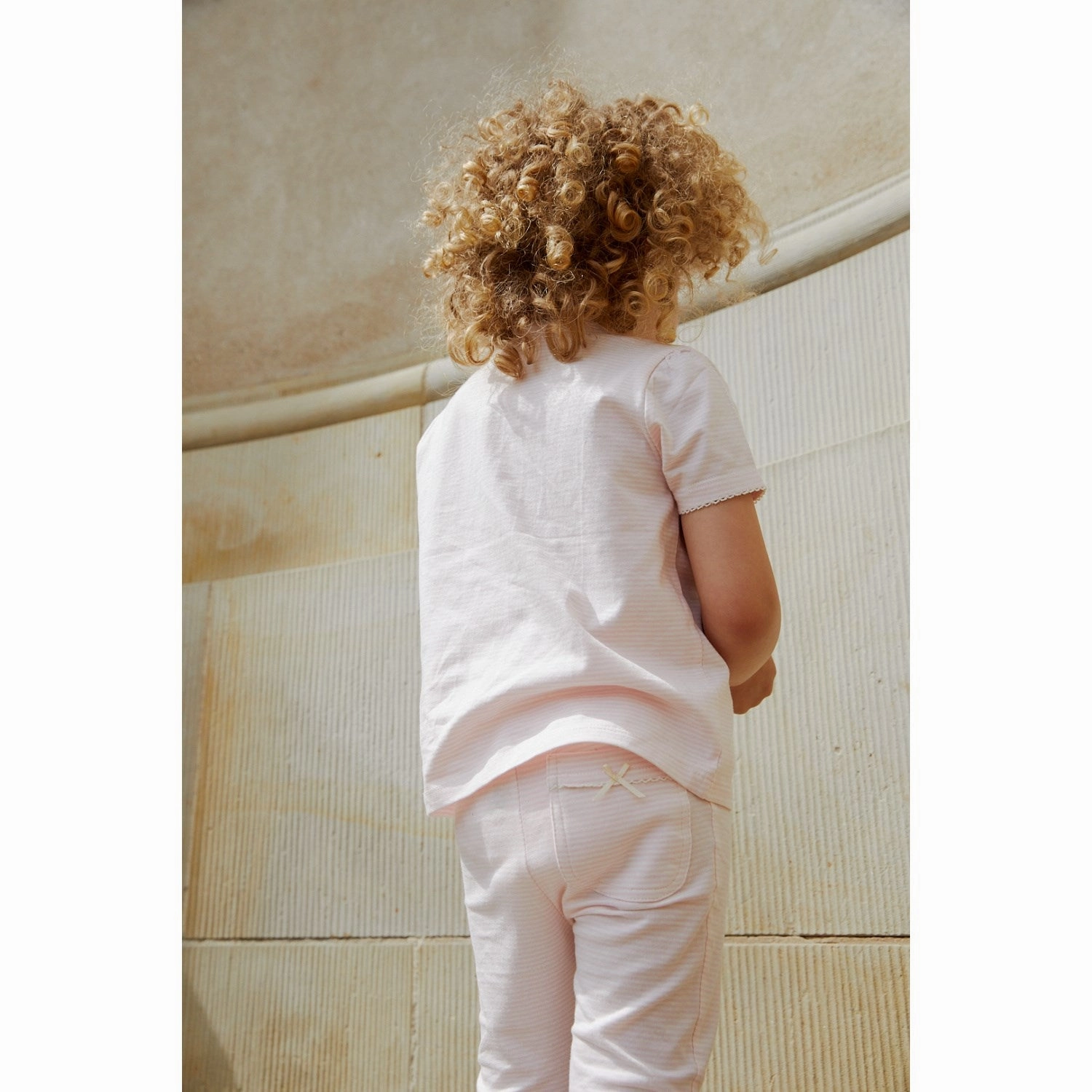 Perfect for Vacation Raw Edge Hem COPENHAGEN COLORS Ballerina/Cream Stripe Striped T-Shirt