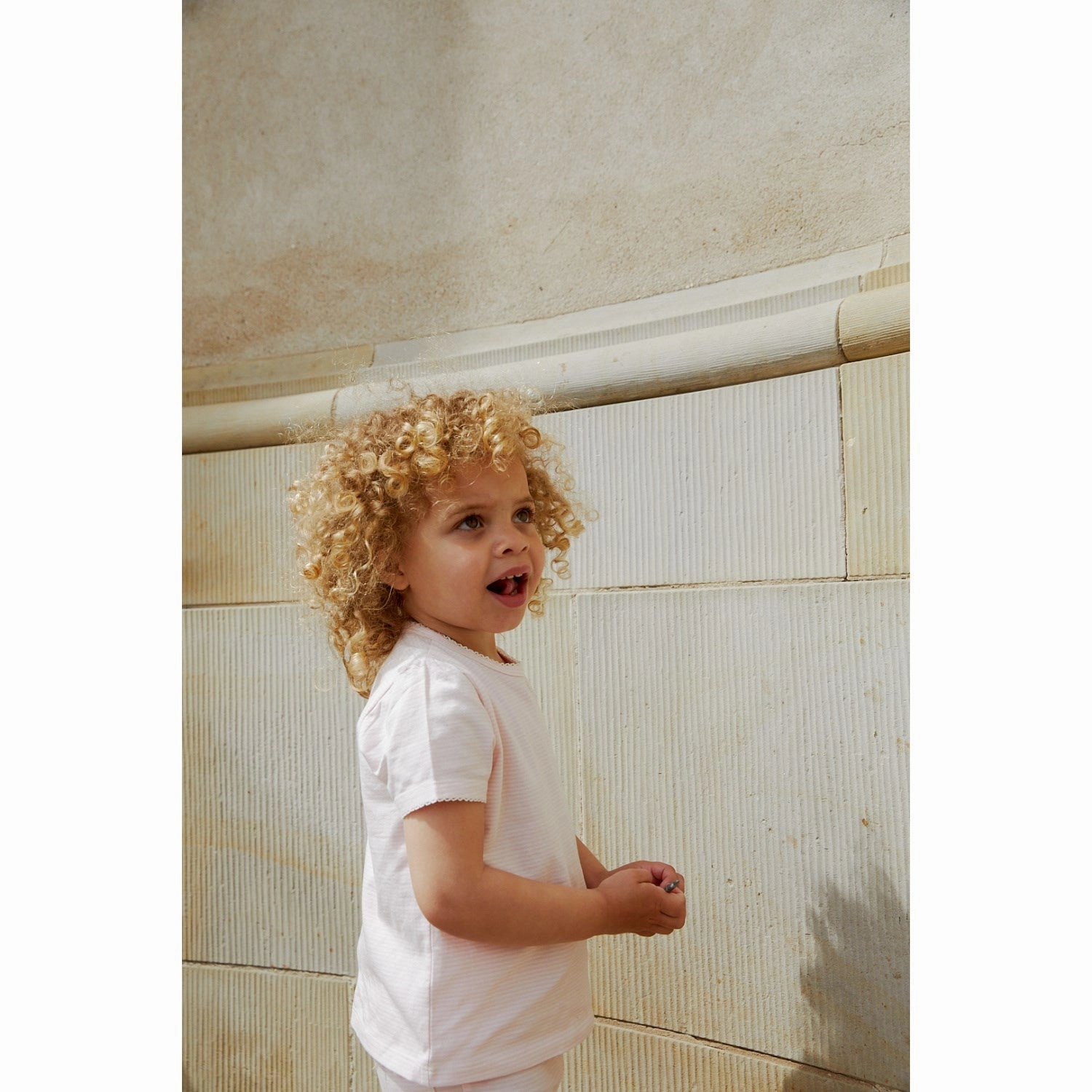 COPENHAGEN COLORS Ballerina/Cream Stripe Striped T-Shirt Casual Essential City Fashion