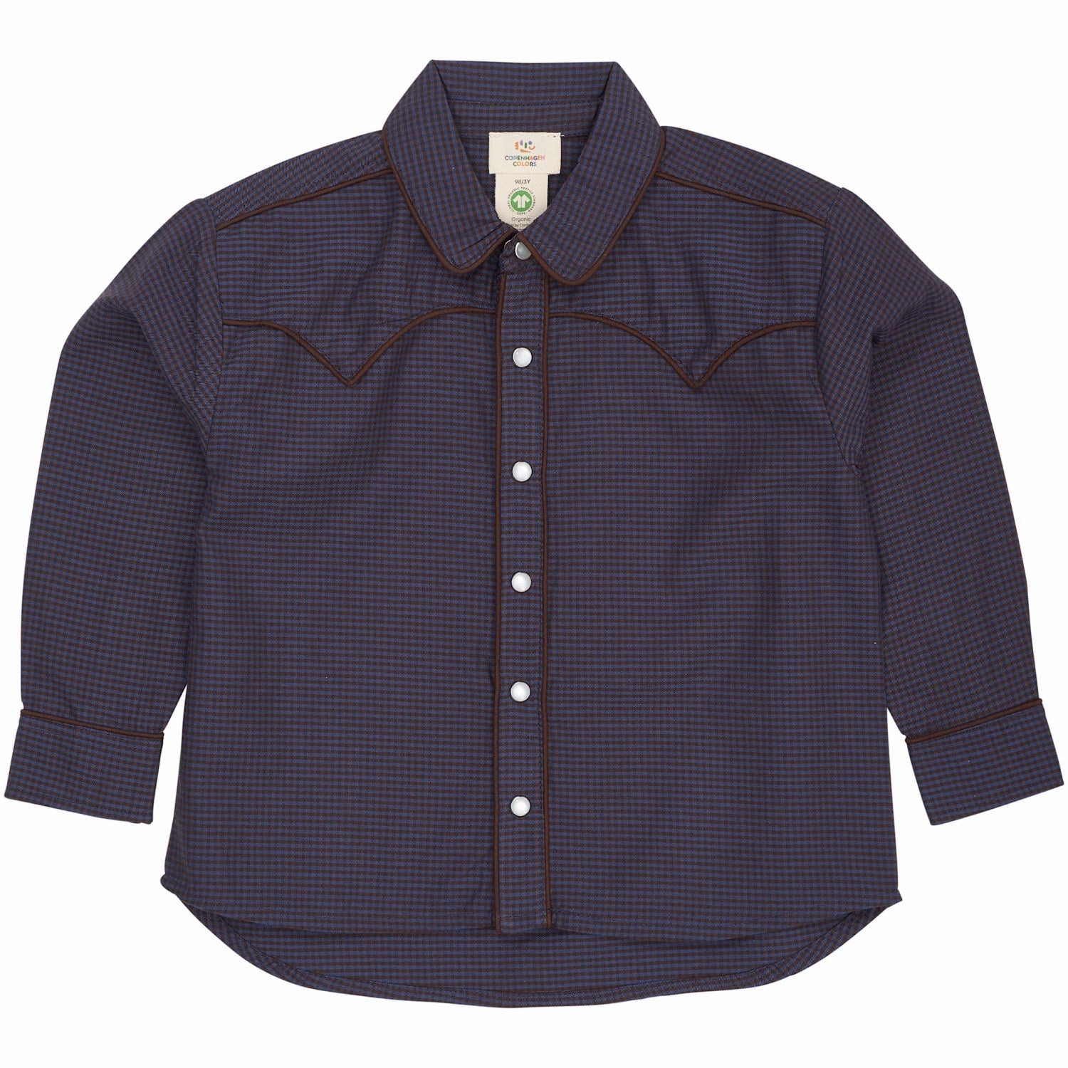 COPENHAGEN COLORS Brown/Blue Check Comb. Checkered Cowboy Shirt Gradient effect