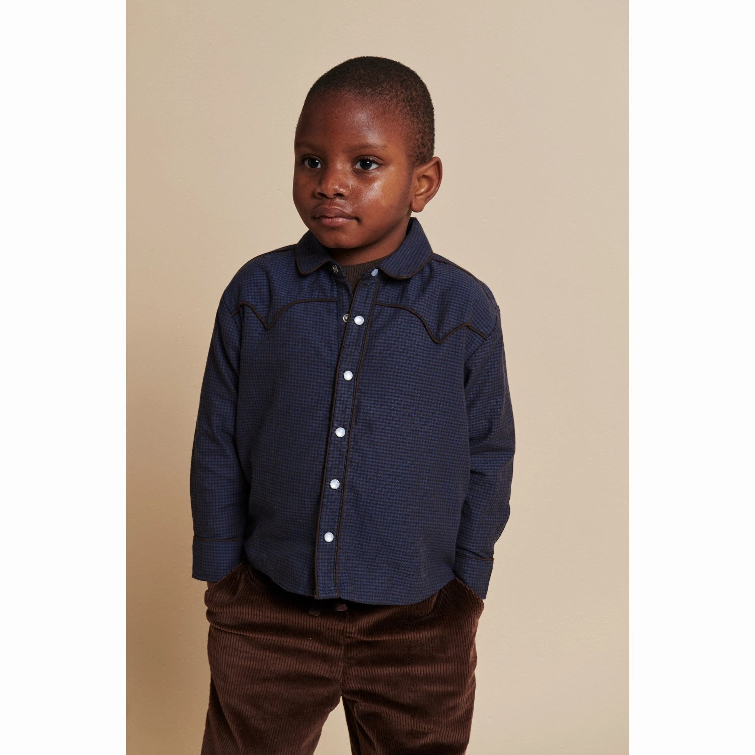 COPENHAGEN COLORS Brown/Blue Check Comb. Checkered Cowboy Shirt Non Iron Timeless Piece