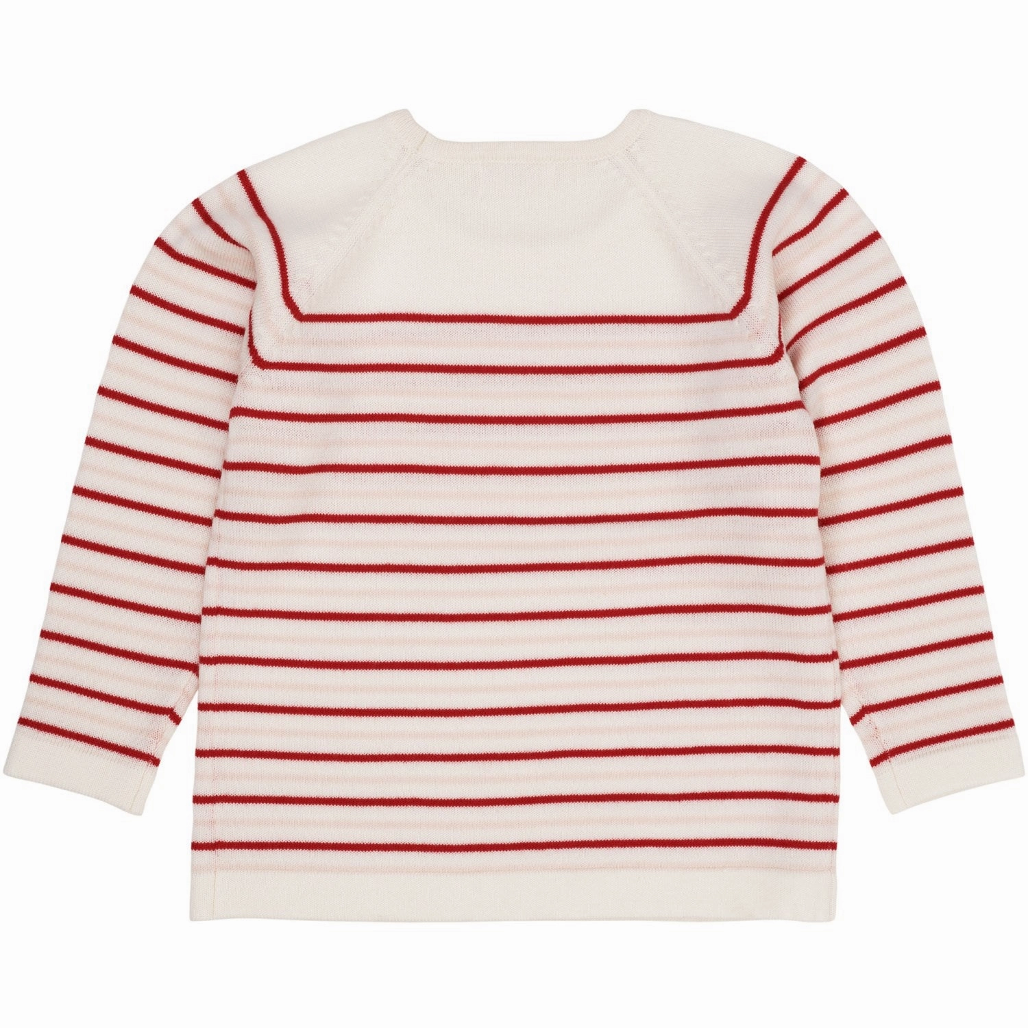 Copenhagen Colors Cream/Dusty Rose/Red Combi Merino Striped Blouse Unstructured Shoulder Printed design