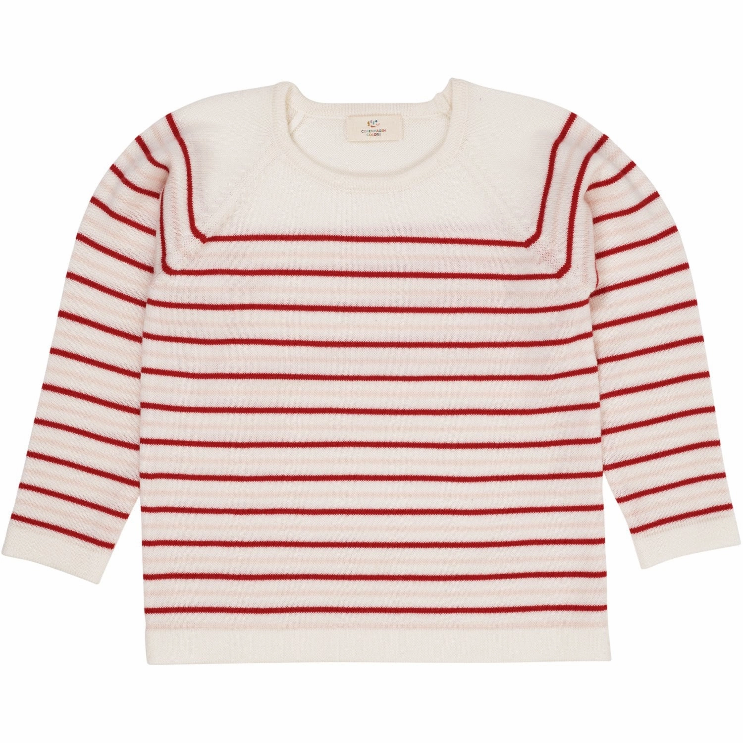 Designer Look Soft Touch Copenhagen Colors Cream/Dusty Rose/Red Combi Merino Striped Blouse