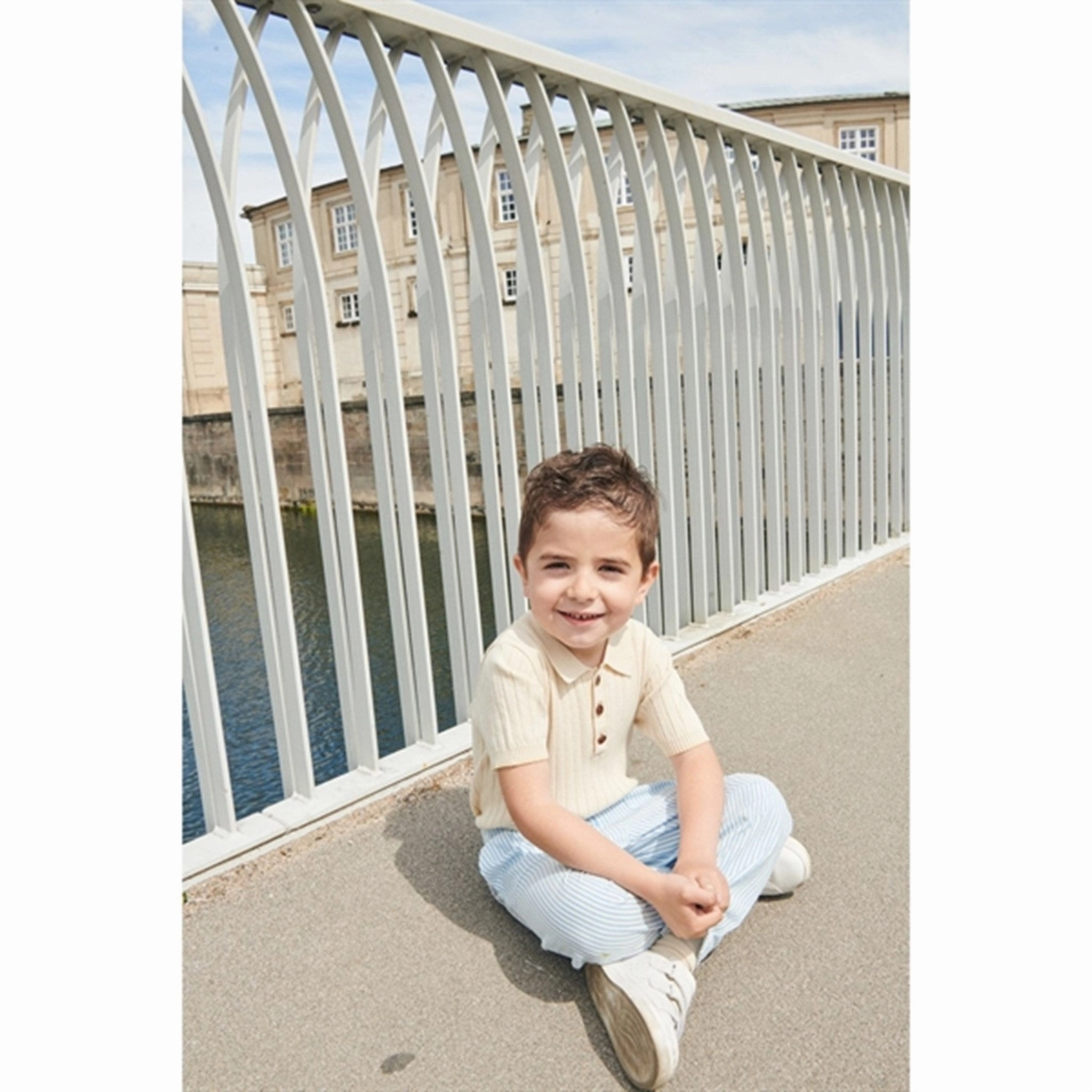 Copenhagen Colors Cream/Pale Yellow Comb. Rib Knit Polo Cotton Blend NonIron Finish