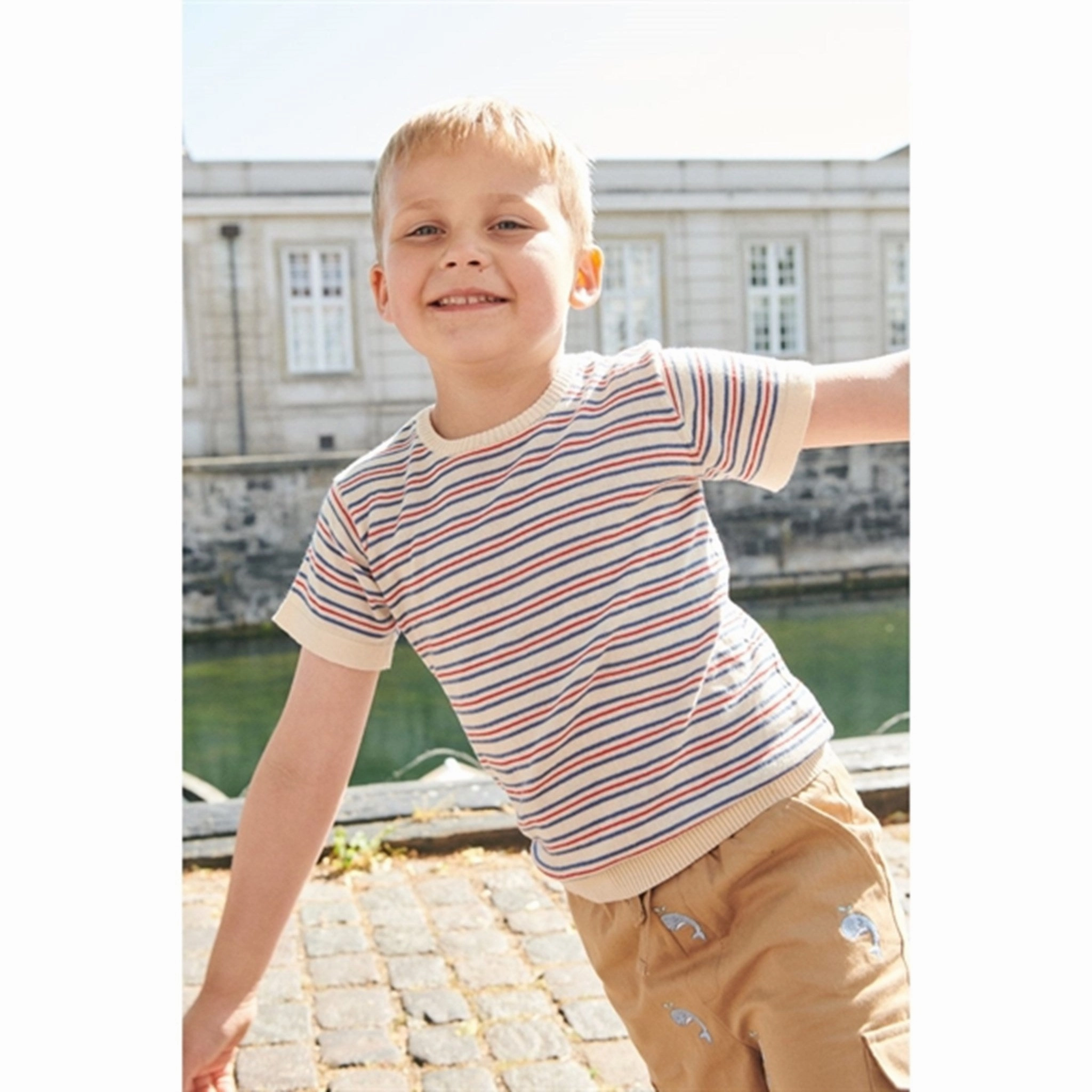 Classic Layer Wear Copenhagen Colors Cream/Sky Blue/Red Comb. Knit T-shirt