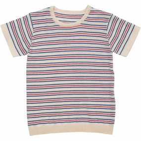 Floral Pattern Playful Vibes Copenhagen Colors Cream/Sky Blue/Red Comb. Knit T-shirt