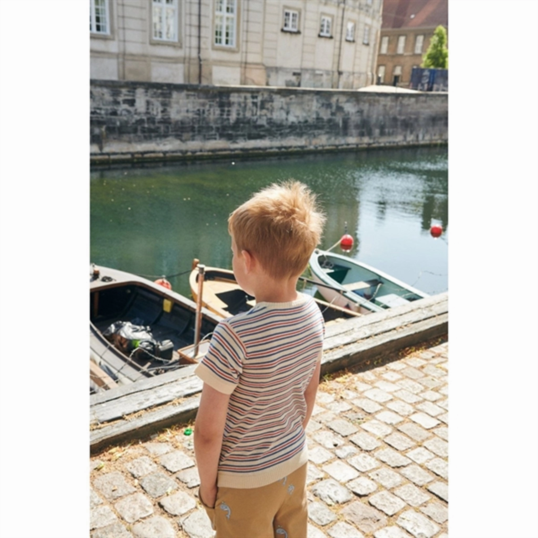 Anti Static Finish Copenhagen Colors Cream/Sky Blue/Red Comb. Knit T-shirt