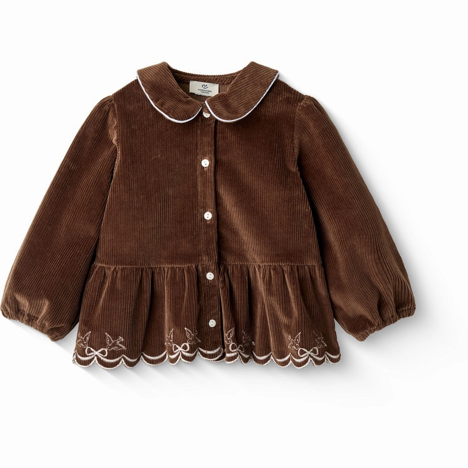 COPENHAGEN COLORS Dk Brown Comb Corduroy Blouse W. Emb. UV Protection Micro Perforated Texture