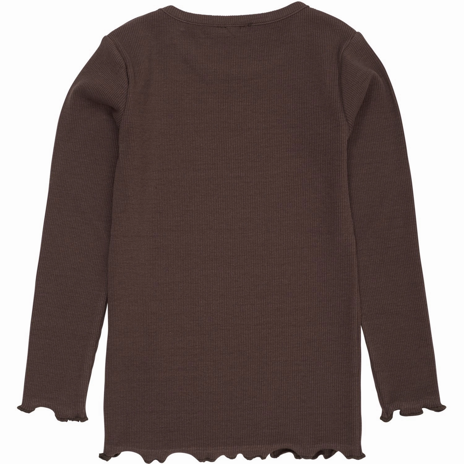 COPENHAGEN COLORS Dk Brown Modal Rib Ls Tee W. Heart Hole Pattern Dynamic Design Beach Ready