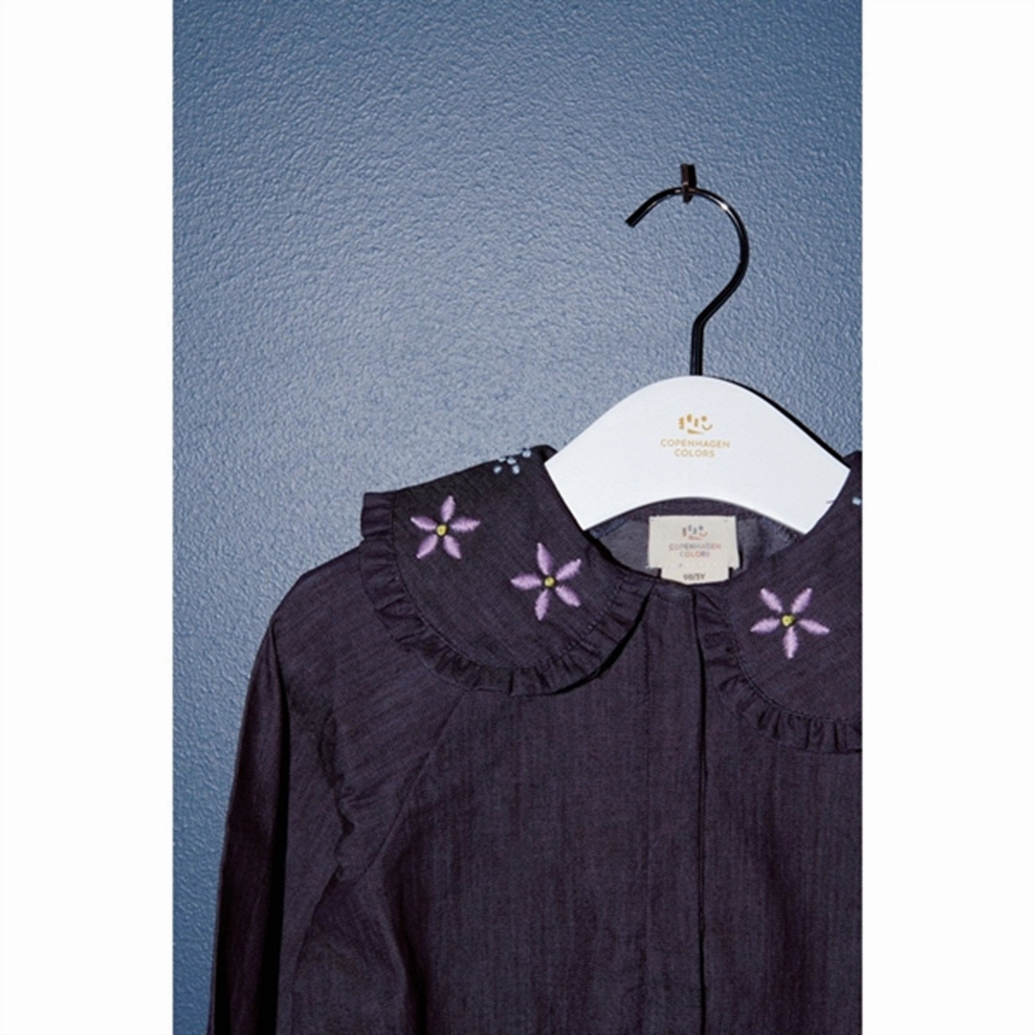 Copenhagen Colors Dk Denim Blue Denim Blouse w. Embroidery Workwear Essential Lightweight Material
