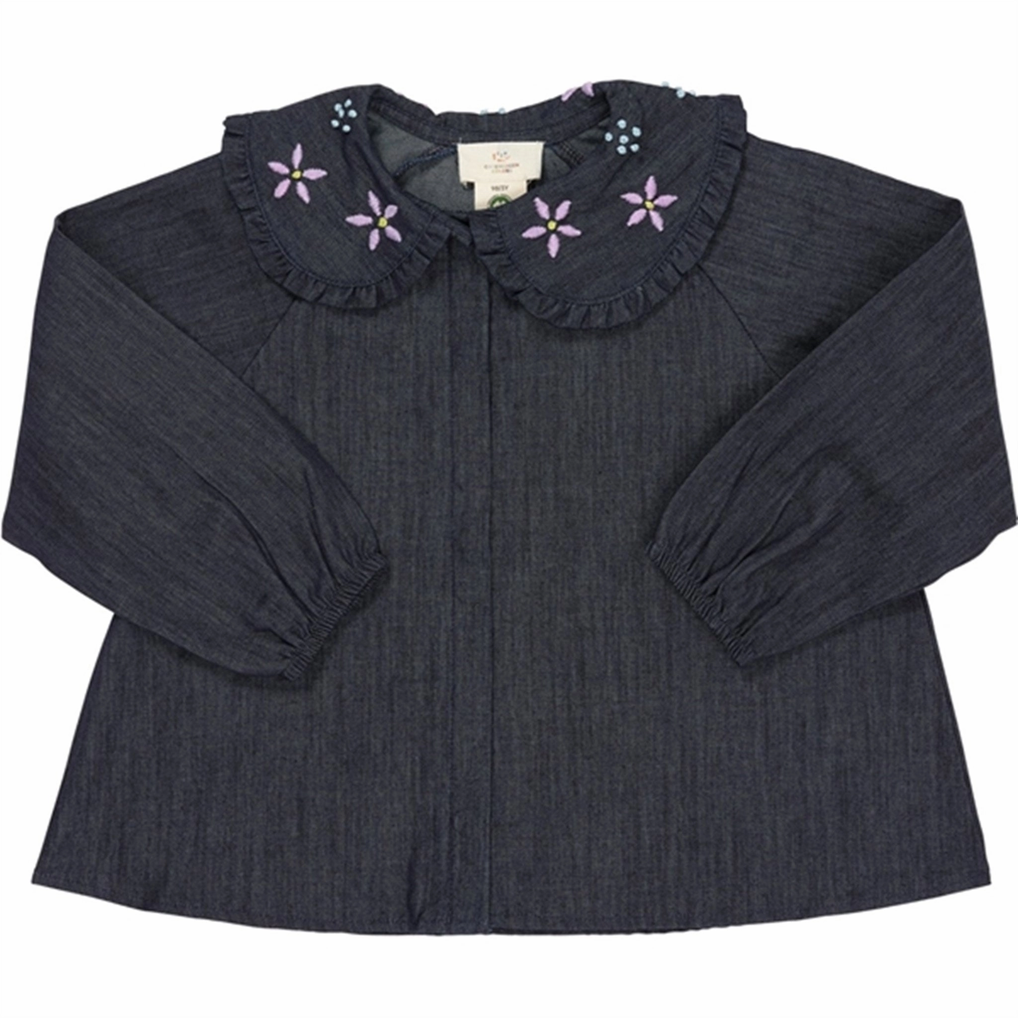 Copenhagen Colors Dk Denim Blue Denim Blouse w. Embroidery Camping Essential Sustainable Dye Process