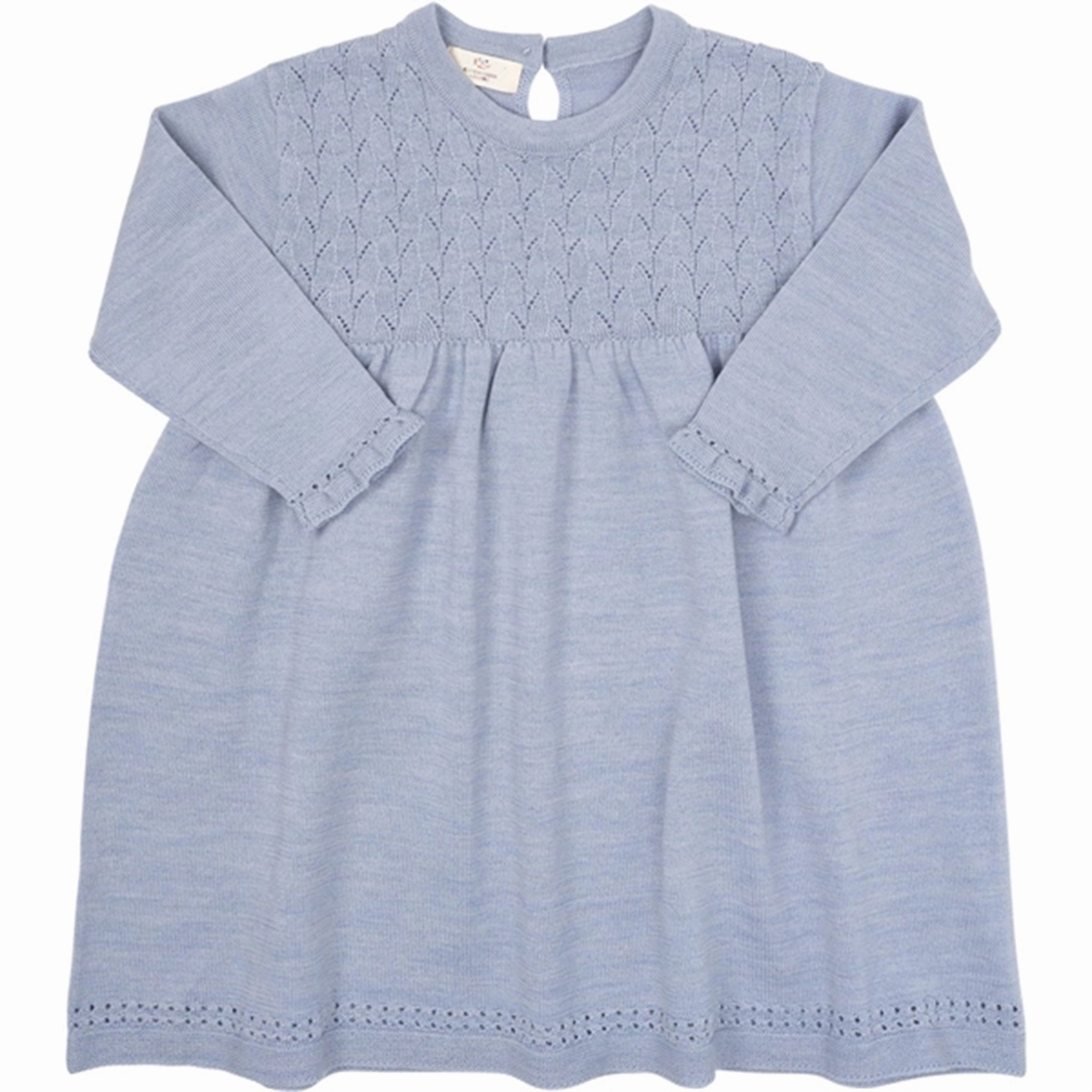 Casual Comfort Chilly Weather Comfort Copenhagen Colors Dusty Blue Merino Dress w. Pointelle