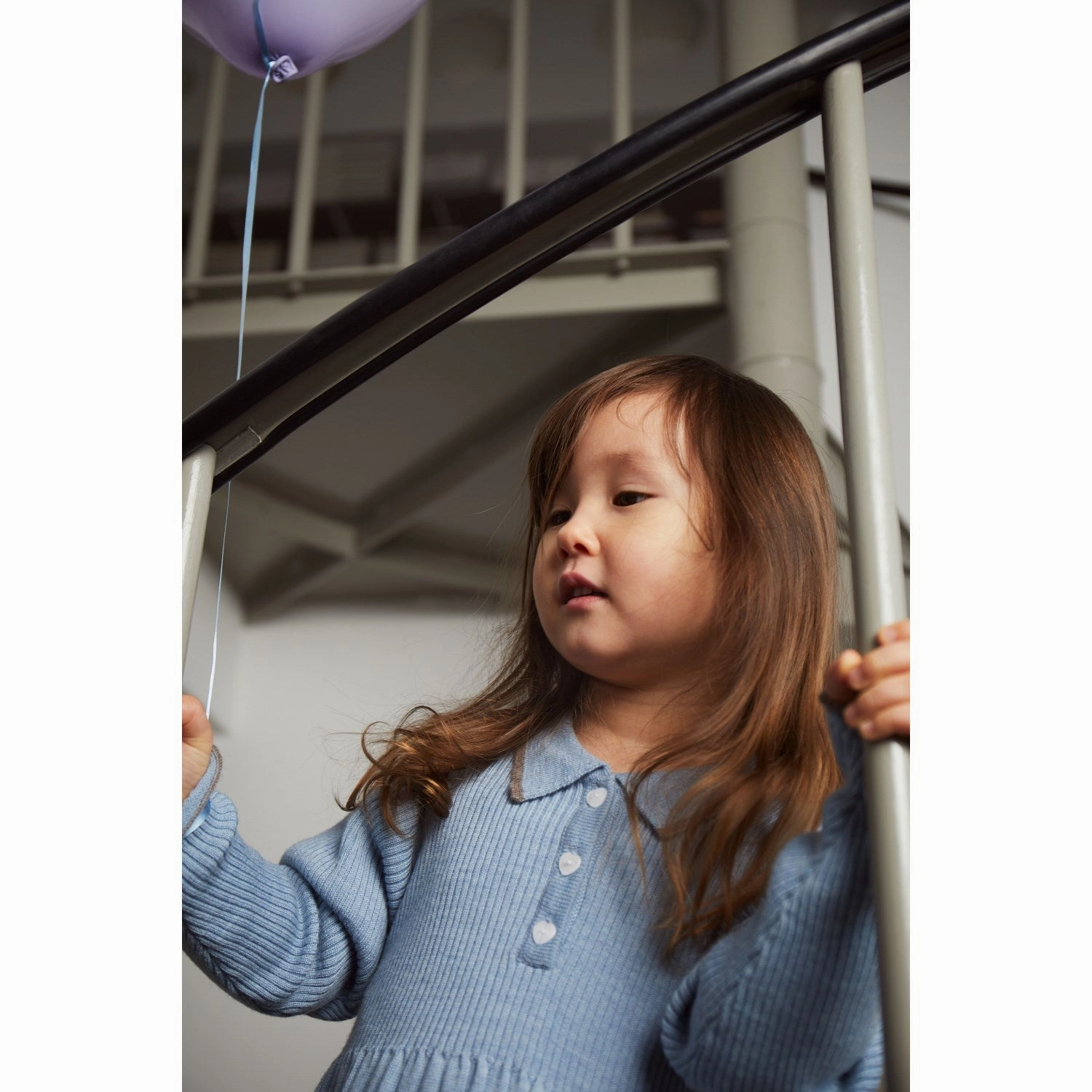 Light Silhouette COPENHAGEN COLORS Dusty Blue/Natural Mel Combi Merino Polo Dress