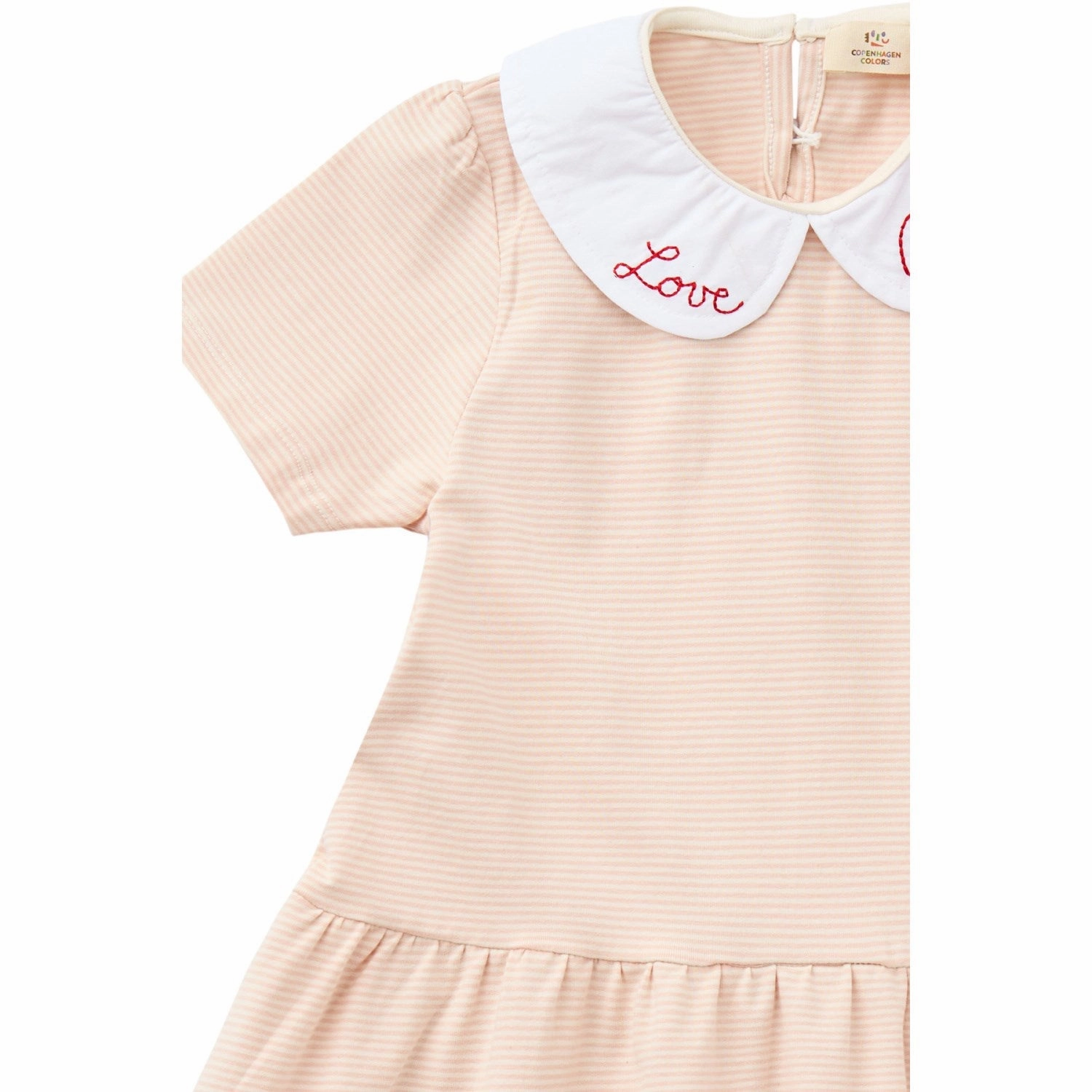 COPENHAGEN COLORS Dusty Rose/Cream Stripe Striped Dress W. Poplin Collar Special-Edition