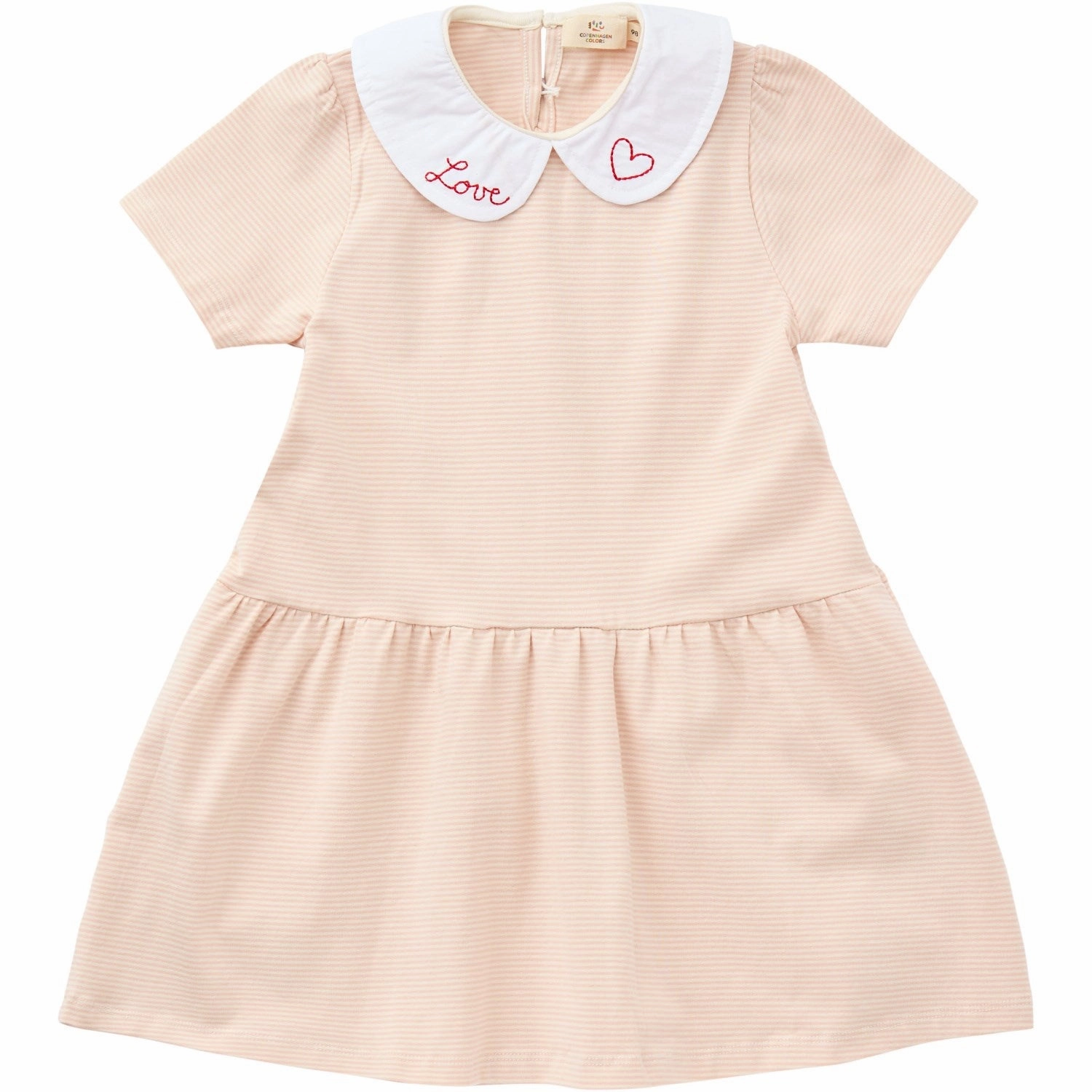 COPENHAGEN COLORS Dusty Rose/Cream Stripe Striped Dress W. Poplin Collar Calm Finish