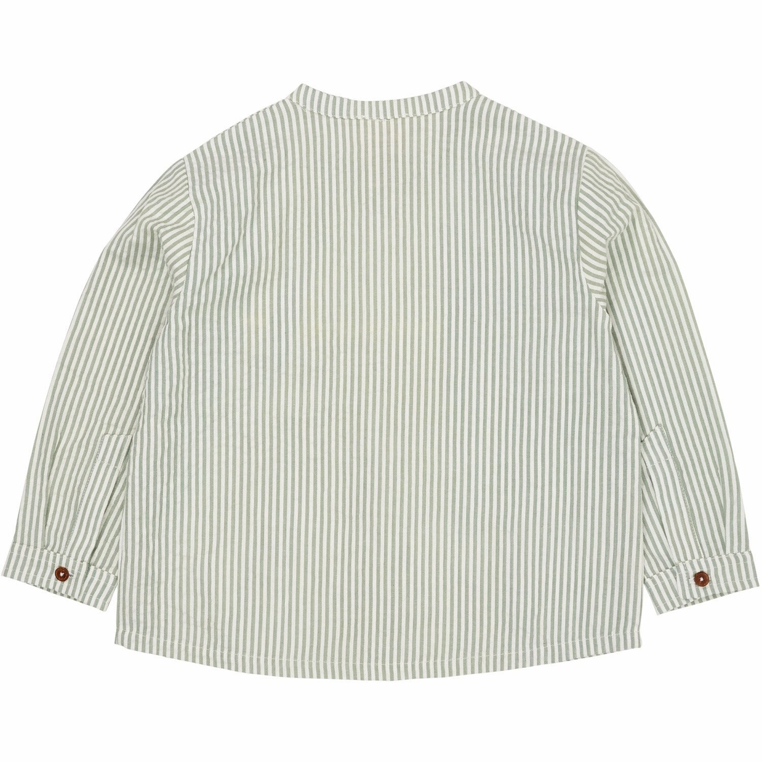 COPENHAGEN COLORS Green W Cream Stripe Seersucker Shirt W. Placket Creative Professional