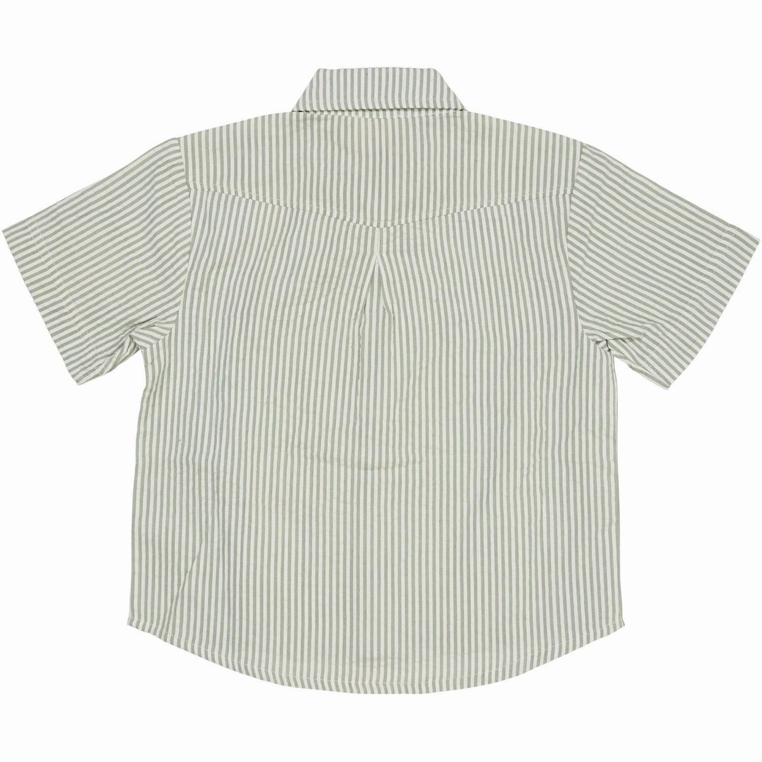 Non Chafe Seams COPENHAGEN COLORS Green W Cream Stripe Seersucker Ss Shirt