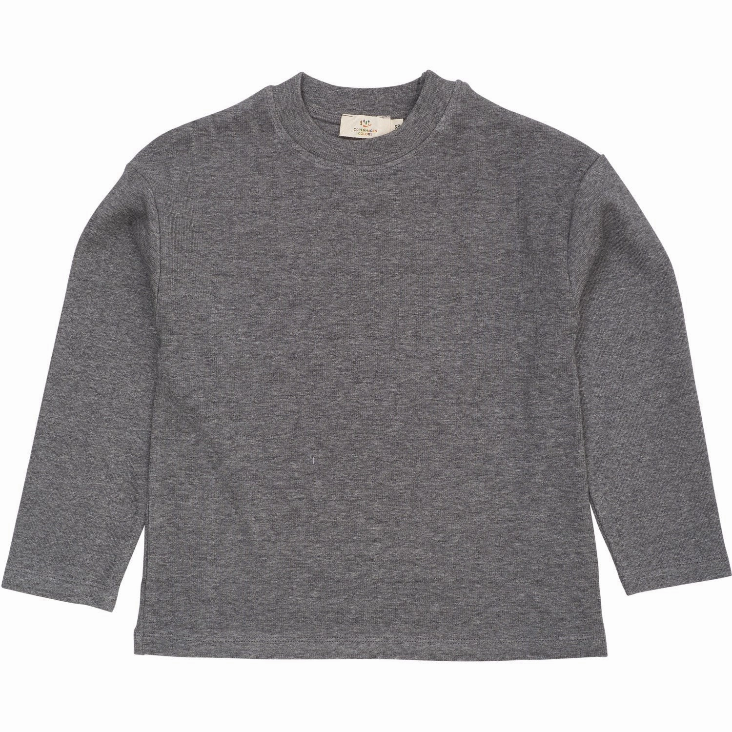 COPENHAGEN COLORS Grey Mel Modal Rib Ls Blouse W. Drop Shoulder Flatlock stitching Striped Design