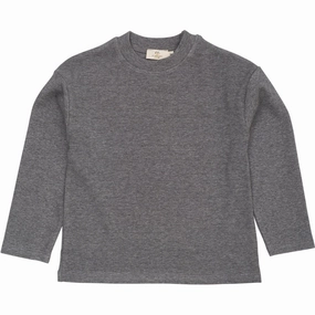 COPENHAGEN COLORS Grey Mel Modal Rib Ls Blouse W. Drop Shoulder Urban Edge Reinforced Collar