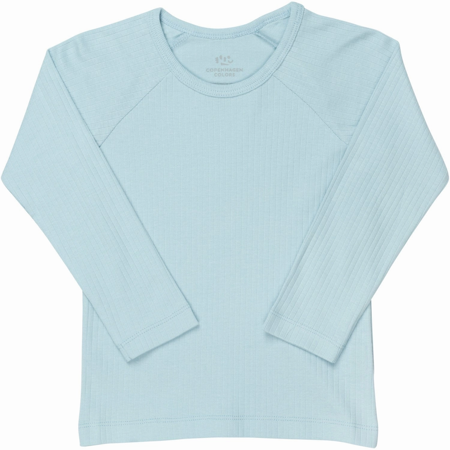 Eco friendly materials COPENHAGEN COLORS Lt. Blue Rib Jersey Classic Longsleeve Blouse