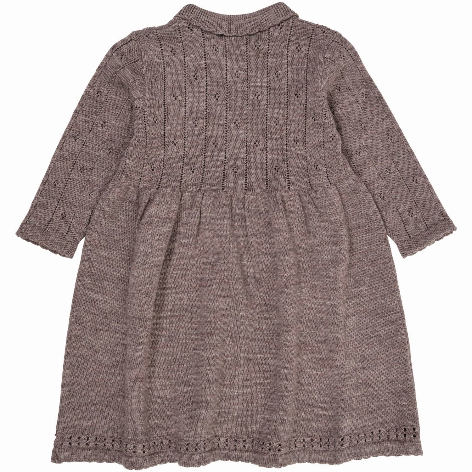 Perfect Shape Lace-Trim Copenhagen Colors Natural Melange Merino Pointelle Dress W. Collar
