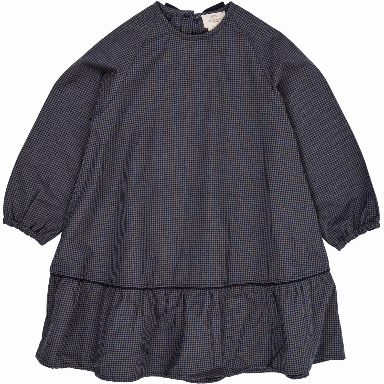 Copenhagen Colors Navy Check Combi Check Dress W. Bow Fresh Appeal