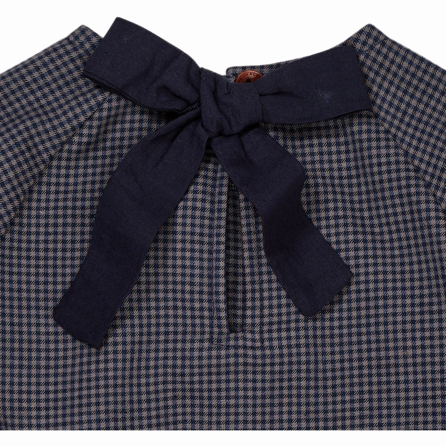 Copenhagen Colors Navy Check Combi Check Dress W. Bow Trendy Comfort