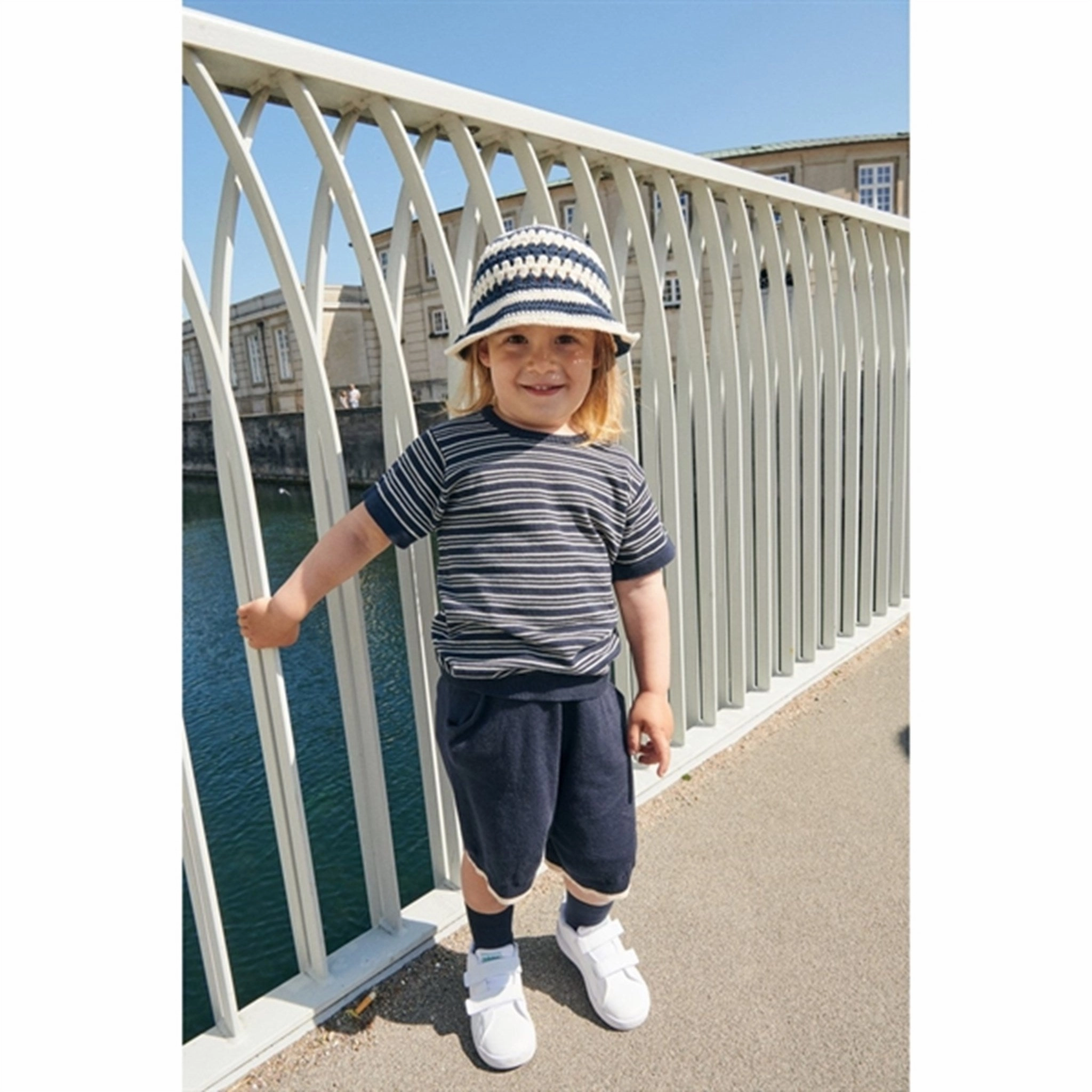 Copenhagen Colors Navy/Cream Comb. Knit T-shirt comfortable option