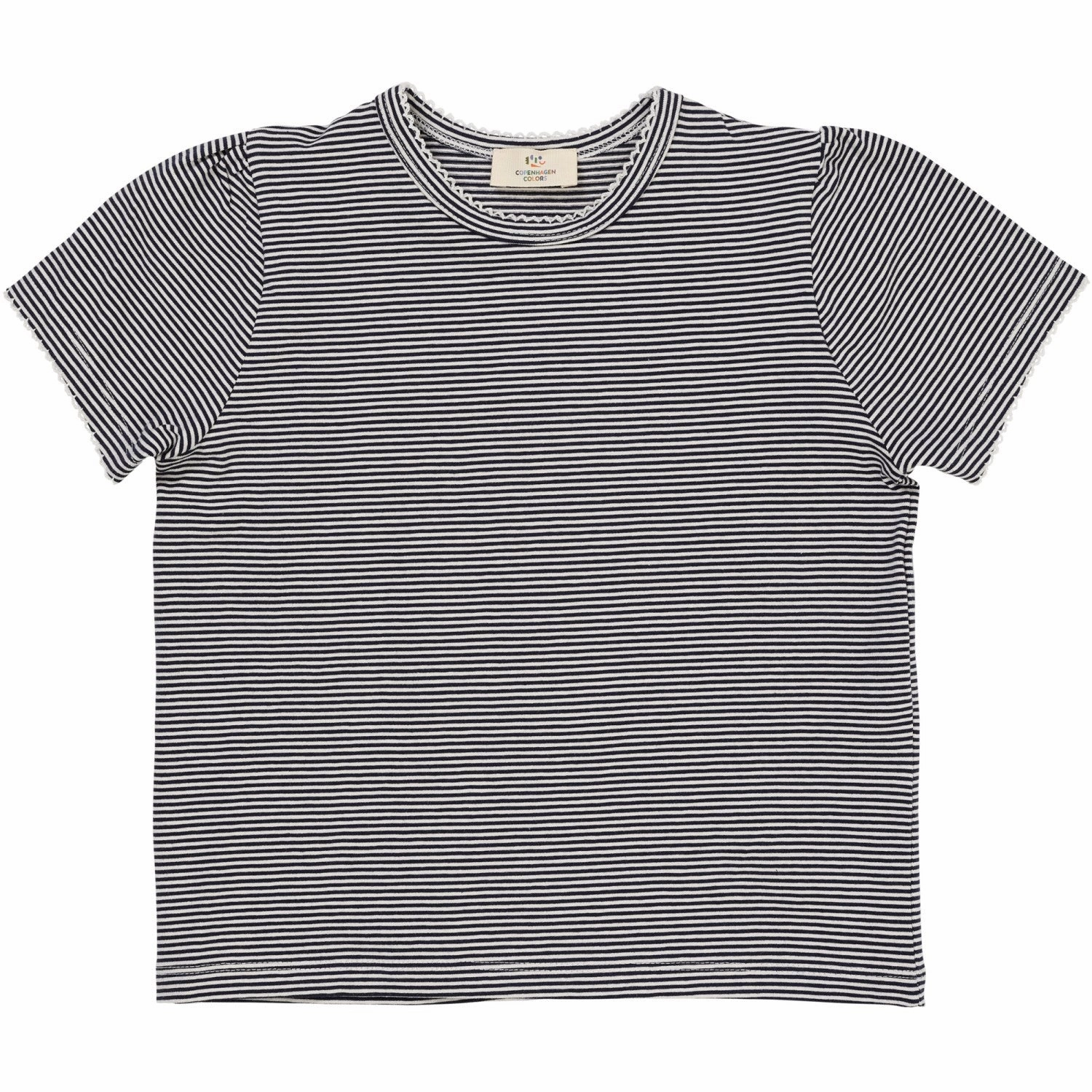 COPENHAGEN COLORS Navy/Cream Stripe Striped T-Shirt Breathable Style