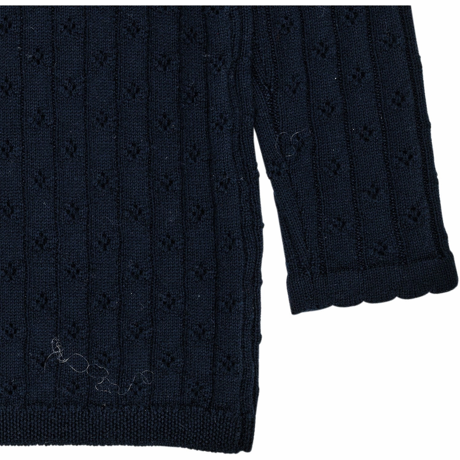 holiday season Adjustable Cuff Closure COPENHAGEN COLORS Navy Merino Classic Pointelle Blouse