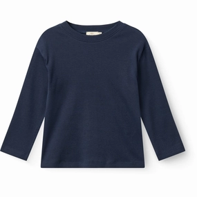 hypoallergenic material Breathable back panel COPENHAGEN COLORS Navy Modal Rib Ls Blouse W. Drop Shoulder