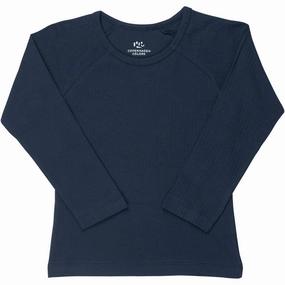 Tailored Cut COPENHAGEN COLORS Navy Rib Jersey Classic Longsleeve Blouse