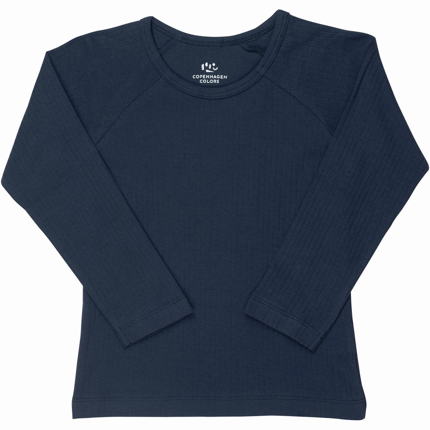 Double Stitched Seams Seamless construction COPENHAGEN COLORS Navy Rib Jersey Classic Longsleeve Blouse