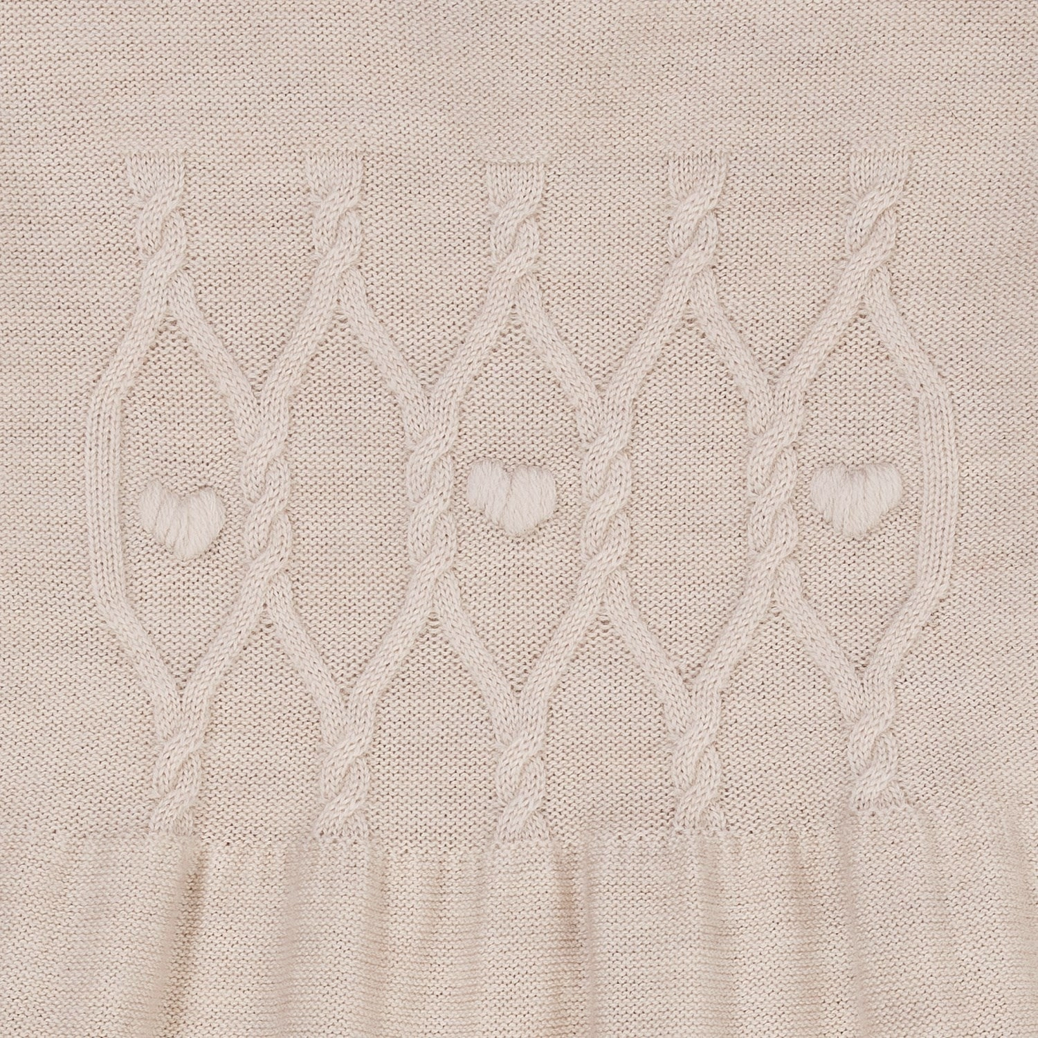 Copenhagen Colors Pale Cream Melange Merino Cable Dress W. Hearts Floral Swing