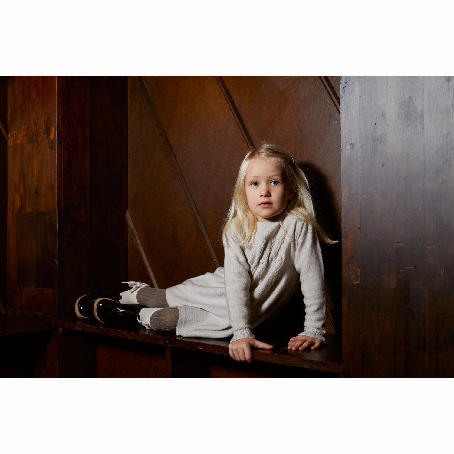 Copenhagen Colors Pale Cream Melange Merino Cable Dress W. Hearts Coastal Chic