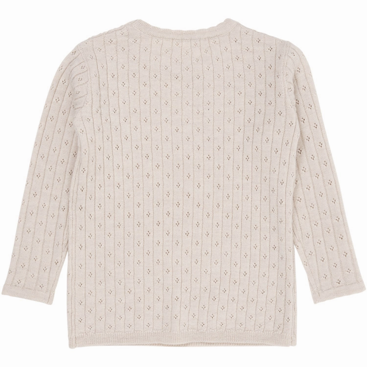 Copenhagen Colors Pale Cream Melange Merino Classic Pointelle Blouse Solid Hue Everyday Essential