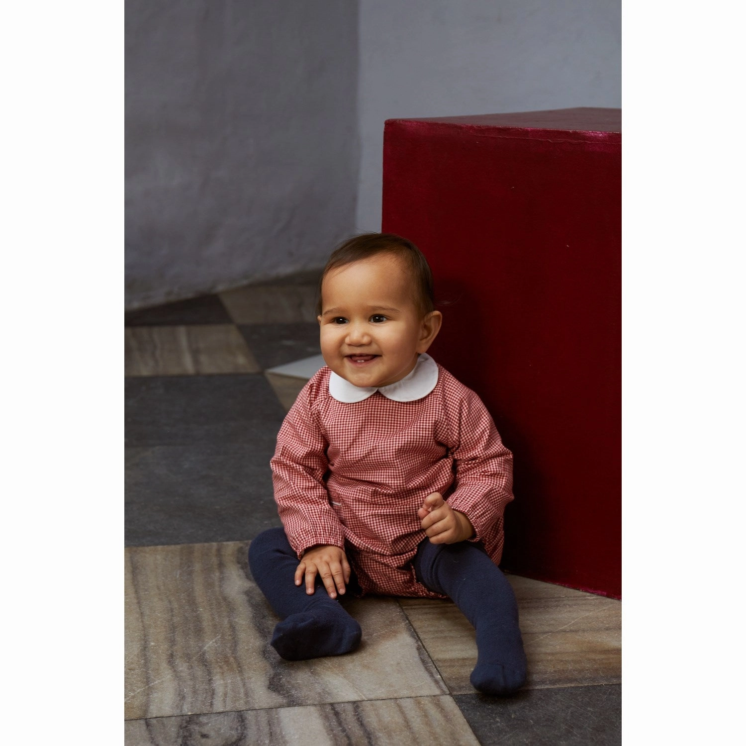Luxurious Feel Copenhagen Colors Red Check Combi Check Baby Set