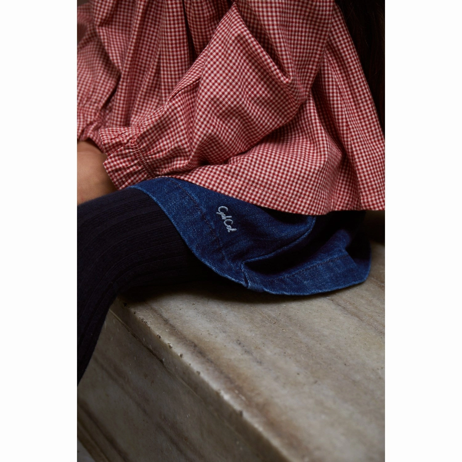 Copenhagen Colors Red Check Combi Check Blouse W. Collar Flex Fit Collar Sustainable Material