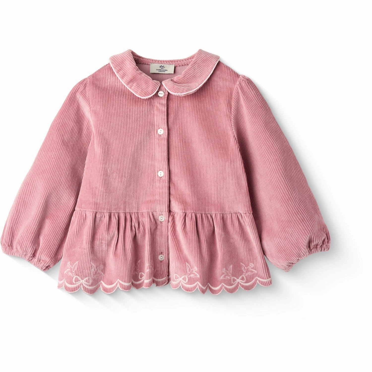 Summer Must-have COPENHAGEN COLORS Rose Comb Corduroy Blouse W. Emb.