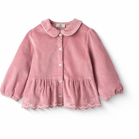 Summer Must-have COPENHAGEN COLORS Rose Comb Corduroy Blouse W. Emb.