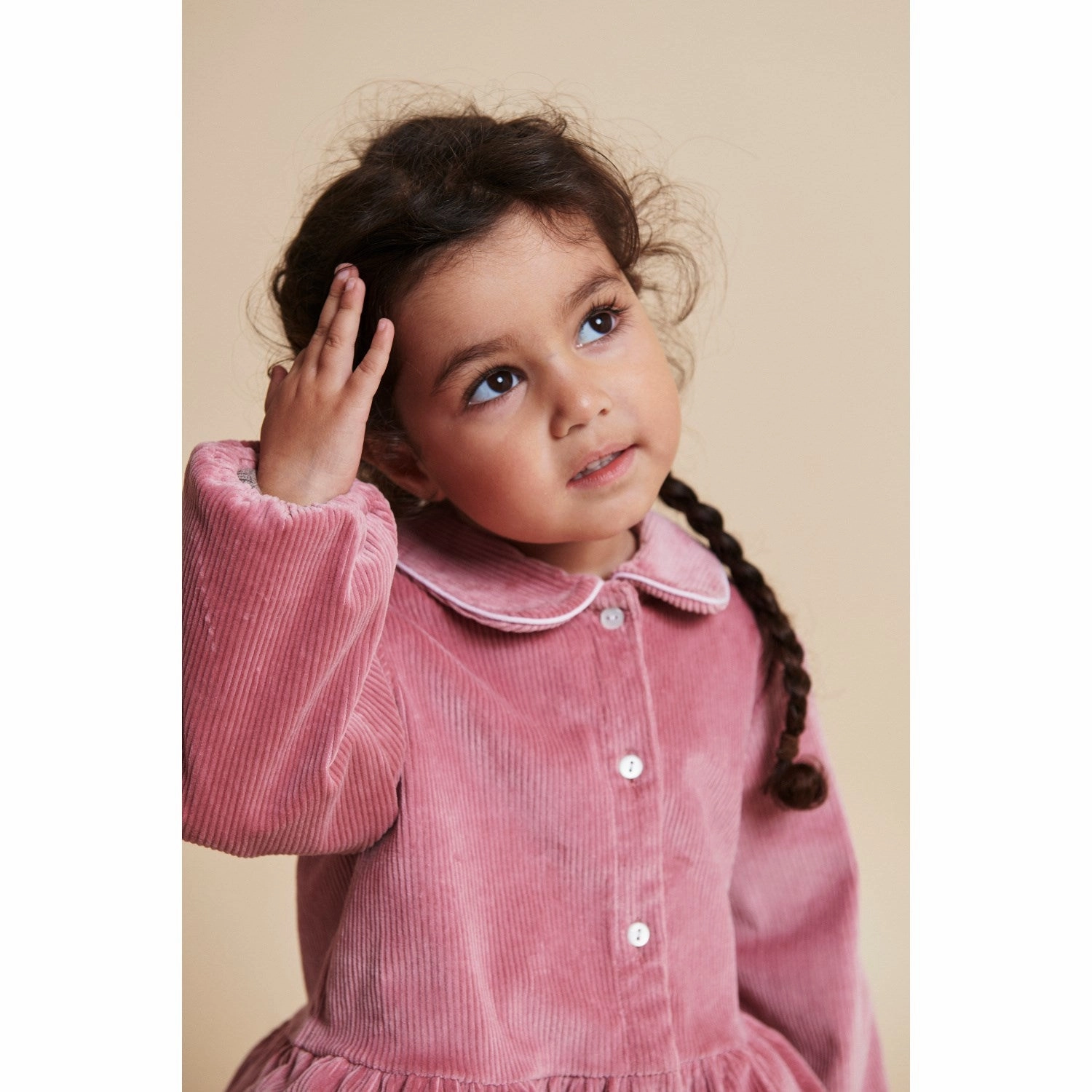 COPENHAGEN COLORS Rose Comb Corduroy Blouse W. Emb. Split hem