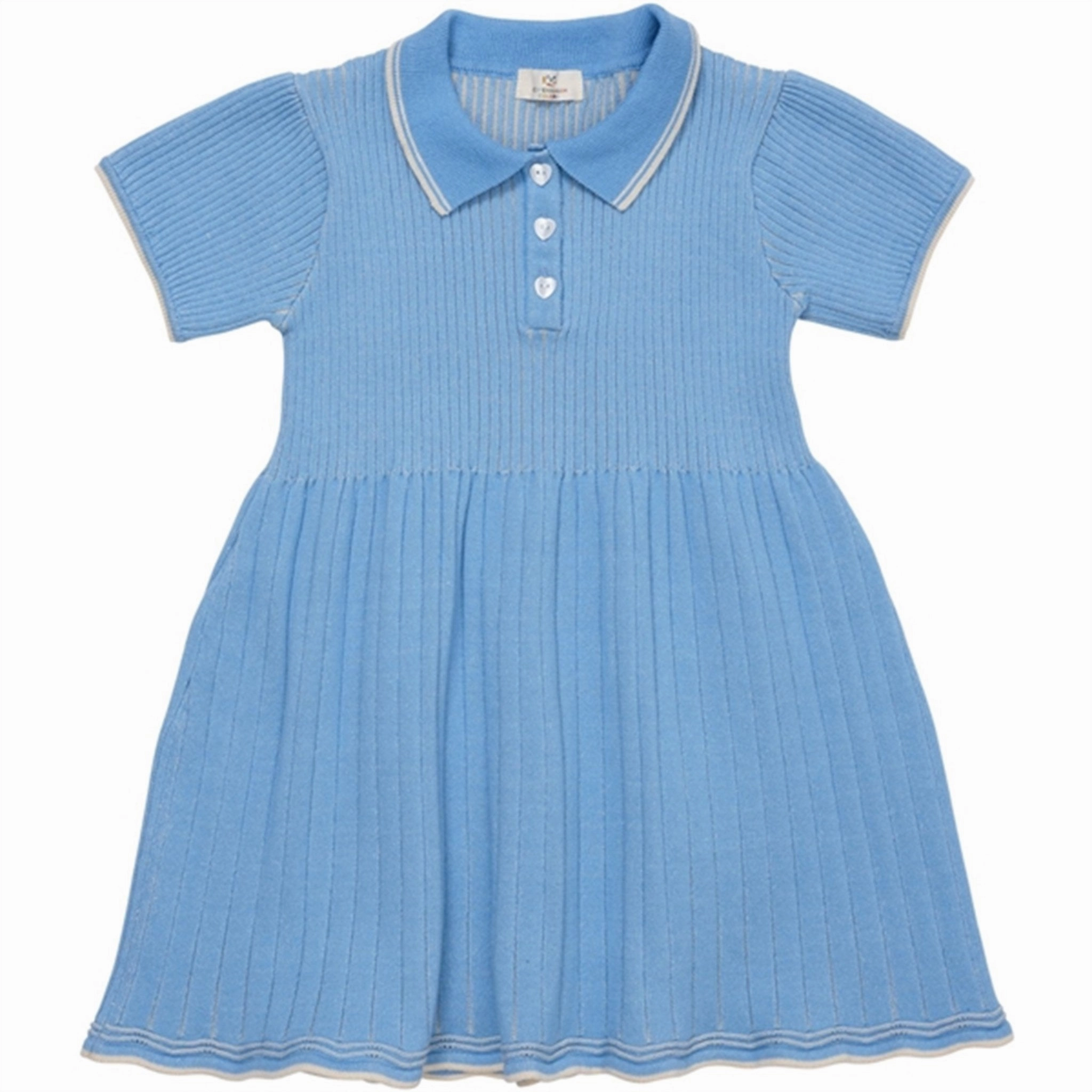 Copenhagen Colors Sky Blue/Cream Comb. Rib Polo Knit Dress Warm Undertone Urban Spirit