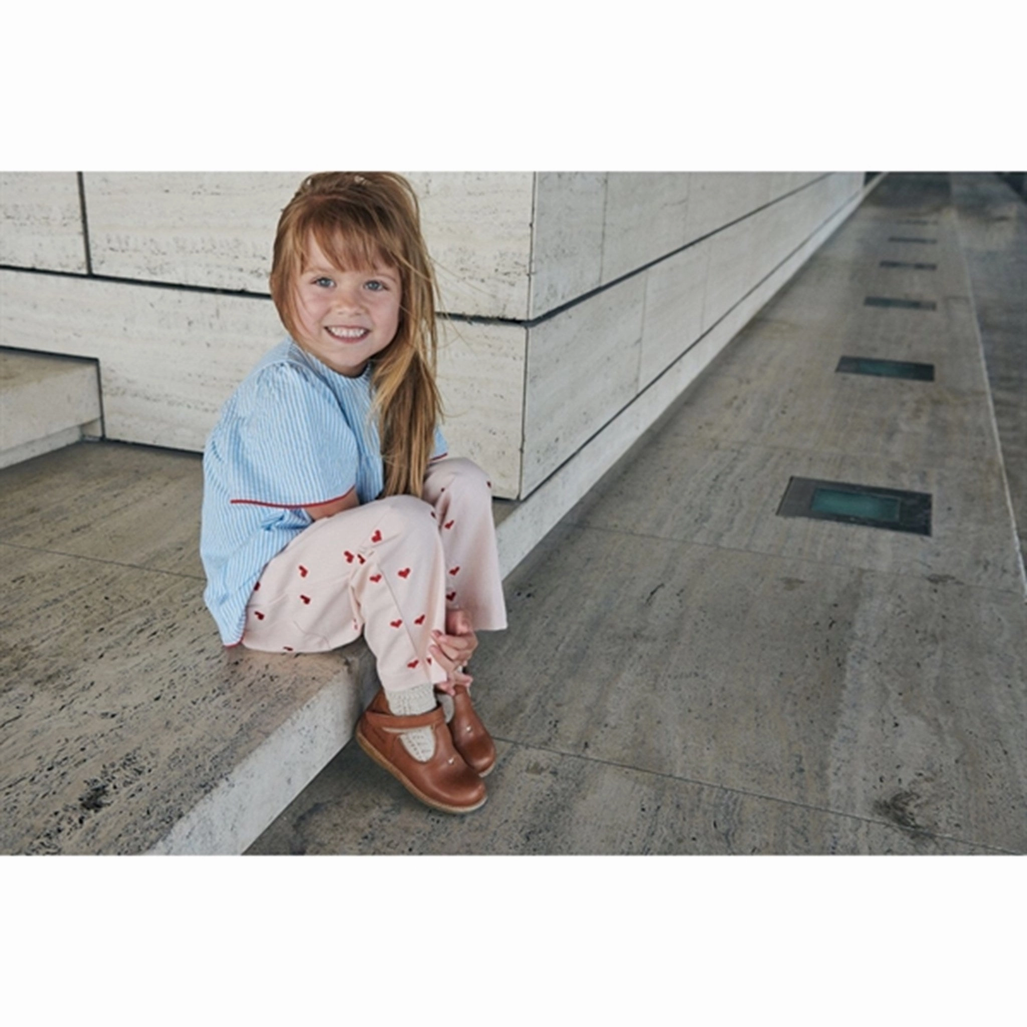 Copenhagen Colors Sky Blue W Cream Stripe Seersucker Blouse Timeless Piece