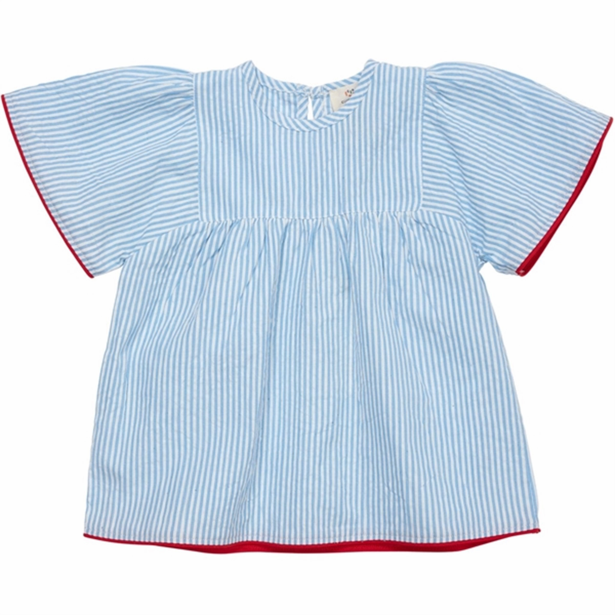Breathable back panel Copenhagen Colors Sky Blue W Cream Stripe Seersucker Blouse