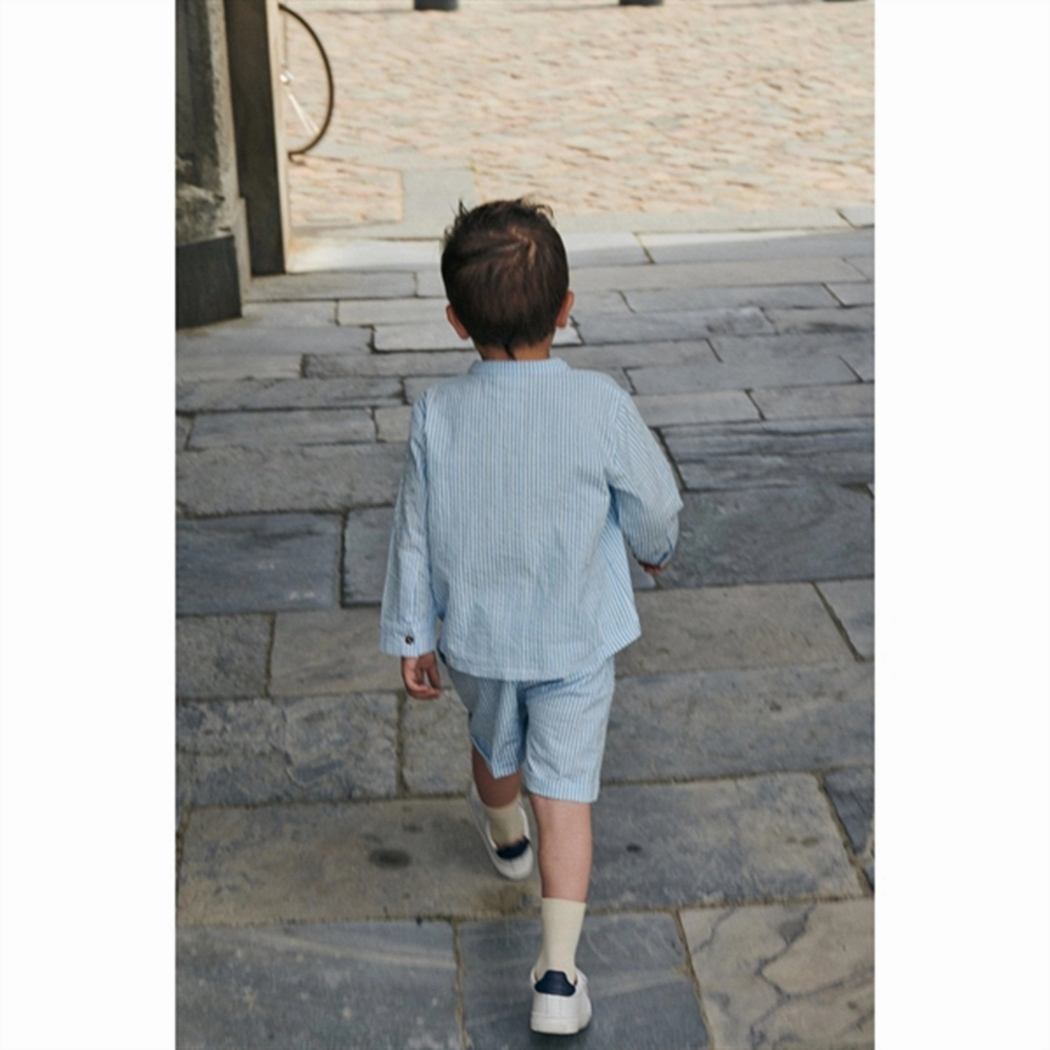 Copenhagen Colors Sky Blue W Cream Stripe Seersucker Shirt Camping Essential Winter Collection