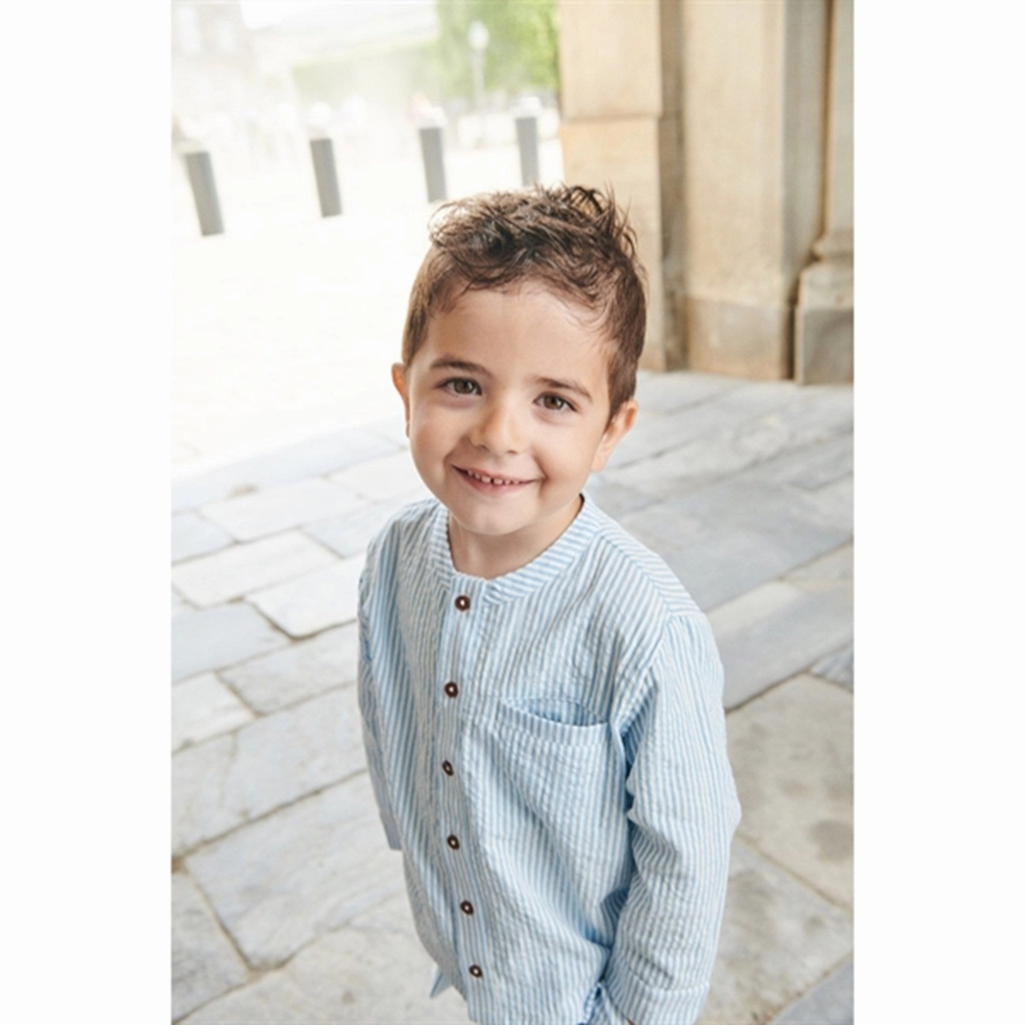 Copenhagen Colors Sky Blue W Cream Stripe Seersucker Shirt Mountain Escape Casual Sophistication