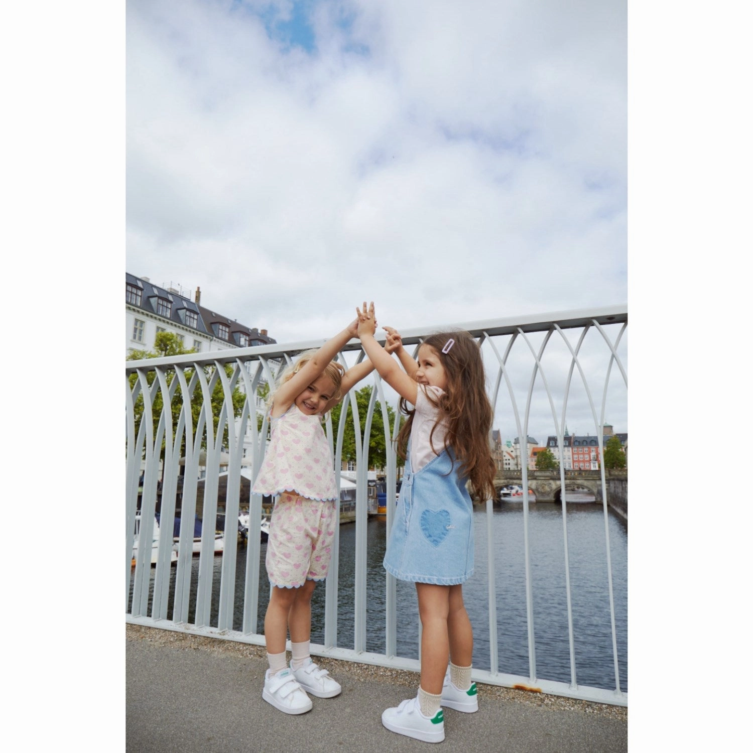 COPENHAGEN COLORS Super Lt Blue Indigo Washed Organic Denim Spencer Dress W Heart Chilly Wear