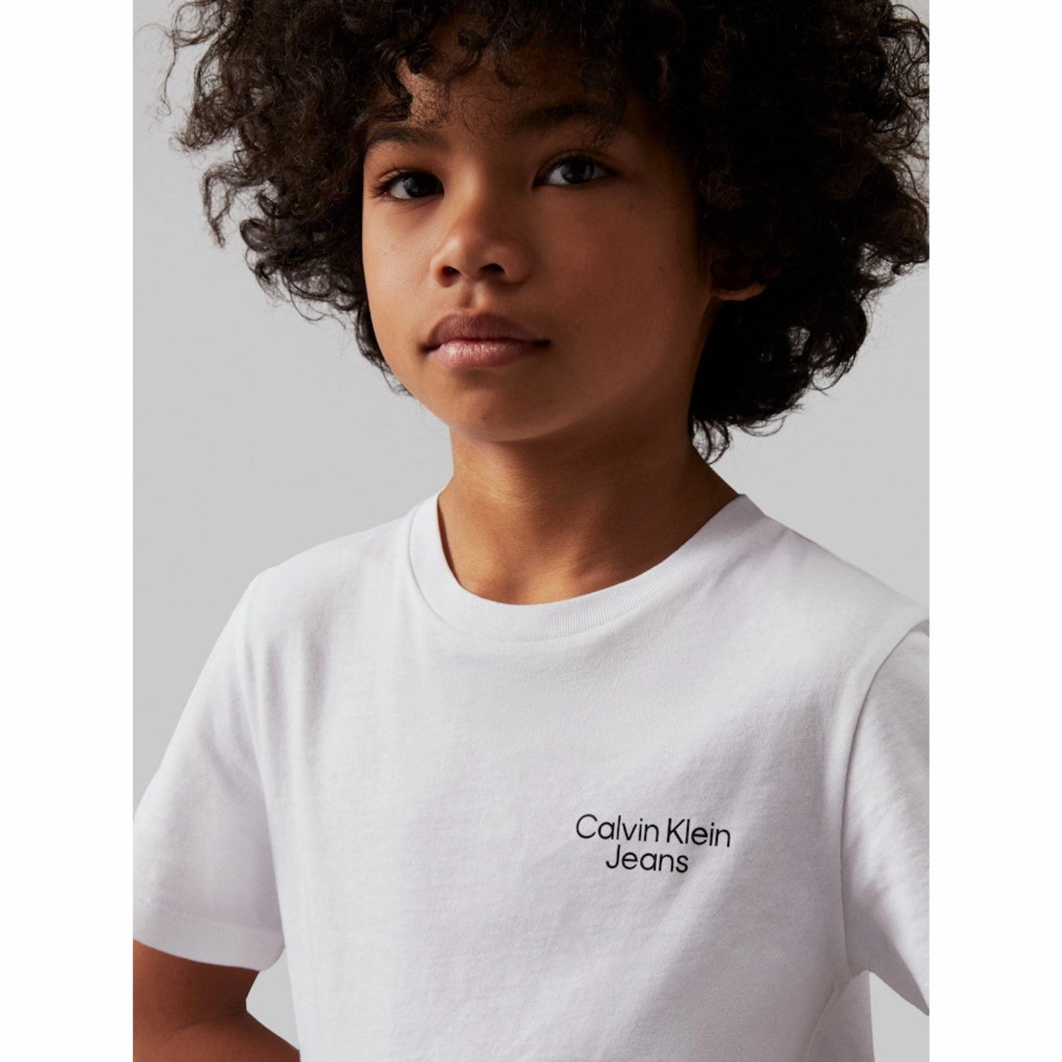 Calvin Klein Bright White Ckj Stack LAndo Tee Ss Sporty and Stylish